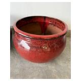 Red Glazed Ceramic Planters - Pair (Lot of 2)