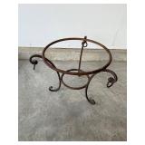 Colorful Ceramic Planter with Iron Stand - Floral Mosaic Motifs