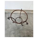 Colorful Ceramic Planter with Iron Stand - Floral Mosaic Motifs