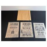 The Sundance Kid, Billy the Kid & Jesse James Replica Wanted Posters (Lot of 3)