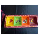 Certified International Tara Reed Ole Relish Tray - 4-Comp Ceramic Tray & Hand Towel Set