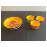 Fiesta Ole 3-Section Condiment Dish w Coordinating Large Bowl - Tara Reed Design