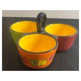 Fiesta Ole 3-Section Condiment Dish w Coordinating Large Bowl - Tara Reed Design