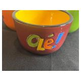 Fiesta Ole 3-Section Condiment Dish w Coordinating Large Bowl - Tara Reed Design