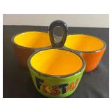 Fiesta Ole 3-Section Condiment Dish w Coordinating Large Bowl - Tara Reed Design
