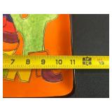 California Souvenir Ceramic Plate Set - 2-Piece Orange Cactus & Rainbow Design