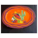 California Souvenir Ceramic Plate Set - 2-Piece Orange Cactus & Rainbow Design