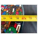 Exquisite Hand-Painted Circular Mexican Folk Art Scene Pottery Plate