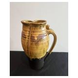 Stoneware Amber-Glazed Pitcher Set with Cups & Matching Salt & Pepper