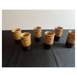 Stoneware Amber-Glazed Pitcher Set with Cups & Matching Salt & Pepper