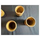 Stoneware Amber-Glazed Pitcher Set with Cups & Matching Salt & Pepper