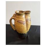Stoneware Amber-Glazed Pitcher Set with Cups & Matching Salt & Pepper