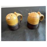 Stoneware Amber-Glazed Pitcher Set with Cups & Matching Salt & Pepper