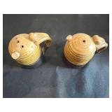 Stoneware Amber-Glazed Pitcher Set with Cups & Matching Salt & Pepper