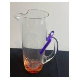 VTG Color-Accented Glass Pitcher with 5 Cordial Glasses Set