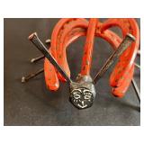 Unique Lucky Lady Bug Made out of Horseshoes & Nails Decorative Art Piece