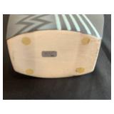 John Bergen Mikasa Intaglio Abstract Studio Art Large Vase Vintage Black with Pink Teal Geometric Pattern