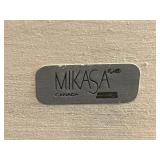 John Bergen Mikasa Intaglio Abstract Studio Art Large Vase Vintage Black with Pink Teal Geometric Pattern