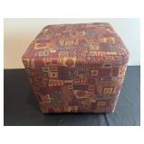 Geometric Patchwork Cube Ottoman - Upholstered Footstool