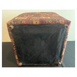 Geometric Patchwork Cube Ottoman - Upholstered Footstool