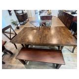 Thomas Cole Travers Mango Trestle Table with Leaves, Emerson Bench & Picardy II Chairs (4) - Retails $1,600