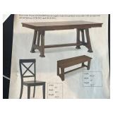 Thomas Cole Travers Mango Trestle Table with Leaves, Emerson Bench & Picardy II Chairs (4) - Retails $1,600
