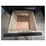 Black Wood Executive Desk with Glass Top, Dual Pedestals, 6 Drawers