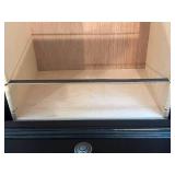 Black Wood Executive Desk with Glass Top, Dual Pedestals, 6 Drawers