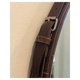 Round Wall Mirror with Brown Leather Strap Hanger