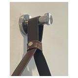 Round Wall Mirror with Brown Leather Strap Hanger