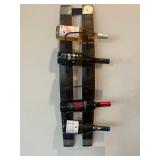 Wooden Wall-Mounted Wine Rack Holds 4 Bottles - Dark Finish - wine NOT included