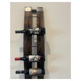 Wooden Wall-Mount Wine Rack - 4 Bottle Capacity, Dark Stain with Metal Cradles - wine NOT included