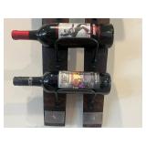 Wooden Wall-Mount Wine Rack - 4 Bottle Capacity, Dark Stain with Metal Cradles - wine NOT included