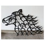 UNIQUE Horseshoe Horse Head Wall Sculpture - Hand-Curved, 30 in Tall x 60 in Long