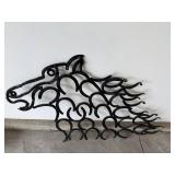 UNIQUE Horseshoe Horse Head Wall Sculpture - Hand-Curved, 30 in Tall x 60 in Long