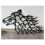 UNIQUE Horseshoe Horse Head Wall Sculpture - Hand-Curved, 30 in Tall x 60 in Long
