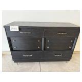 Black Painted Wood Dresser - 50W x 36H x 18D, Silver Hardware, 6-Drawer