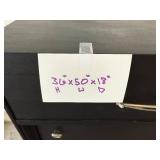 Black Painted Wood Dresser - 50W x 36H x 18D, Silver Hardware, 6-Drawer