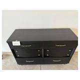 Black Painted Wood Dresser - 50W x 36H x 18D, Silver Hardware, 6-Drawer