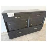 Black Painted Wood Dresser - 50W x 36H x 18D, Silver Hardware, 6-Drawer