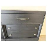 Black Painted Wood Dresser - 50W x 36H x 18D, Silver Hardware, 6-Drawer