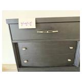 Black Painted Wood Dresser - 50W x 36H x 18D, Silver Hardware, 6-Drawer
