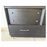 Black Painted Wood Dresser - 50W x 36H x 18D, Silver Hardware, 6-Drawer