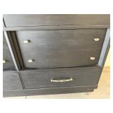 Black Painted Wood Dresser - 50W x 36H x 18D, Silver Hardware, 6-Drawer