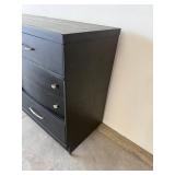 Black Painted Wood Dresser - 50W x 36H x 18D, Silver Hardware, 6-Drawer