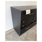 Black Painted Wood Dresser - 50W x 36H x 18D, Silver Hardware, 6-Drawer