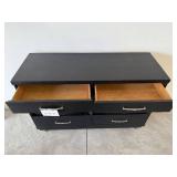 Black Painted Wood Dresser - 50W x 36H x 18D, Silver Hardware, 6-Drawer