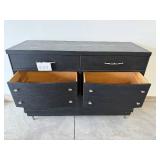 Black Painted Wood Dresser - 50W x 36H x 18D, Silver Hardware, 6-Drawer