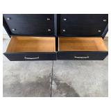 Black Painted Wood Dresser - 50W x 36H x 18D, Silver Hardware, 6-Drawer