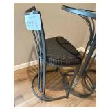 Round Glass-Top Bistro Table Set with 2 Slat-Back Stools - 36in Dia x 30in H